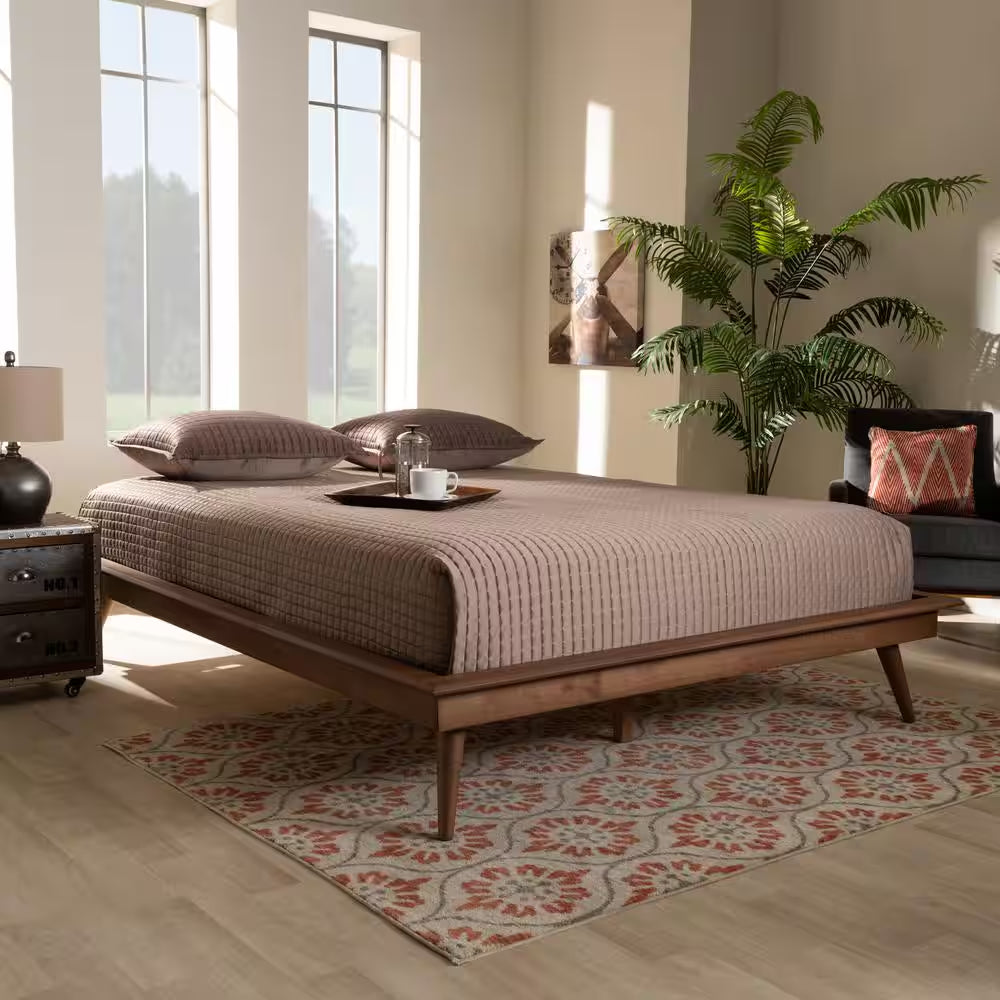 Karine Walnut Full Platform Bed Frame