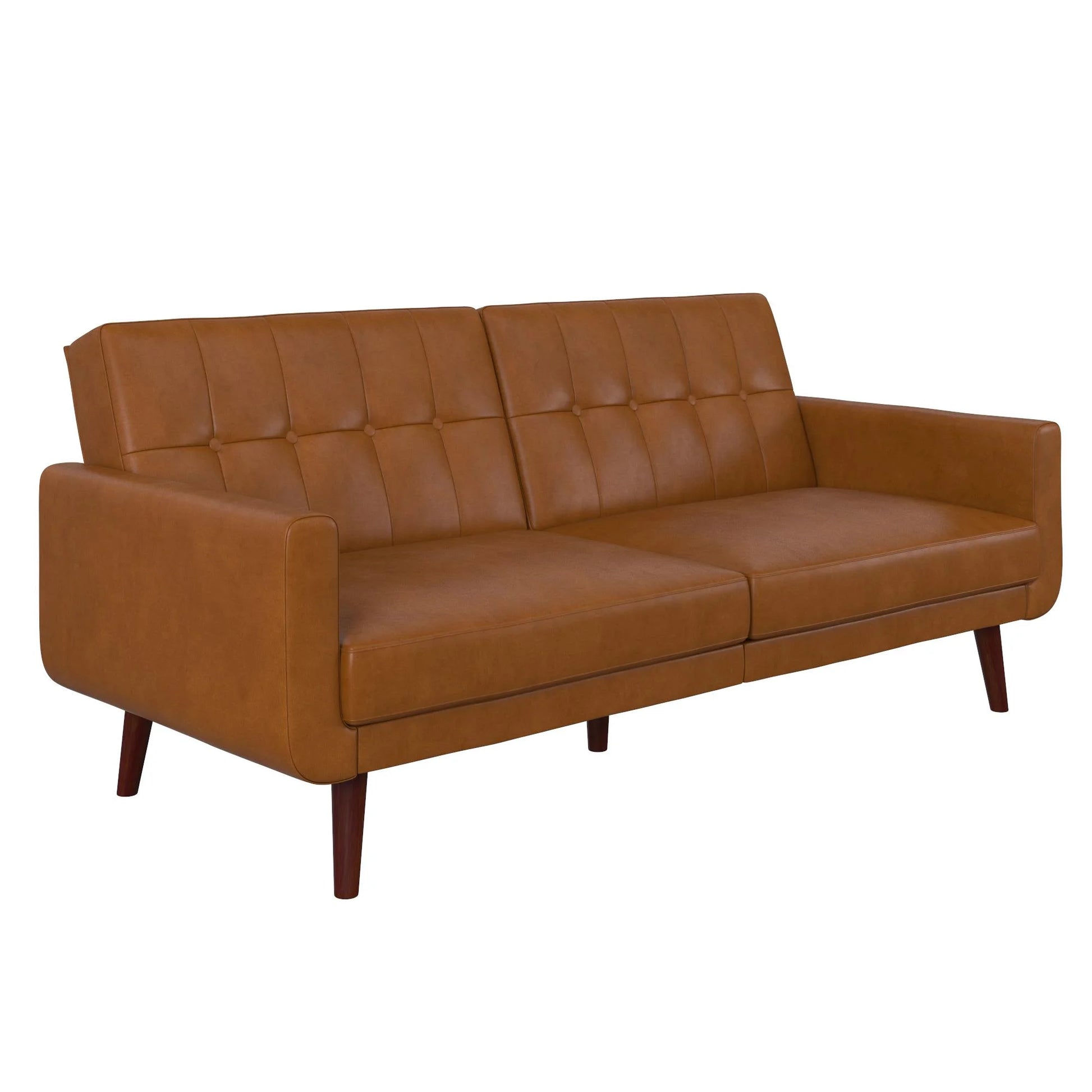 Nola Modern Futon, Camel Faux Leather