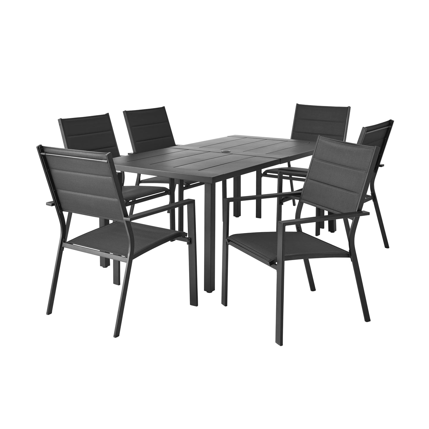 Dashwood 7-Piece Steel Outdoor Dining Set, Black