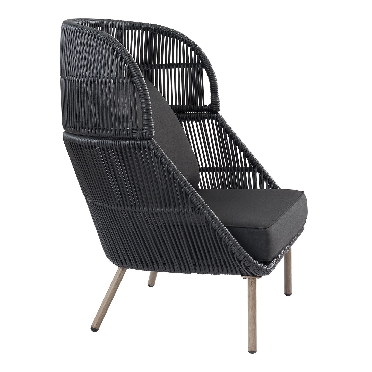 Tarren Wicker Outdoor Accent Chair with Cushions, Black