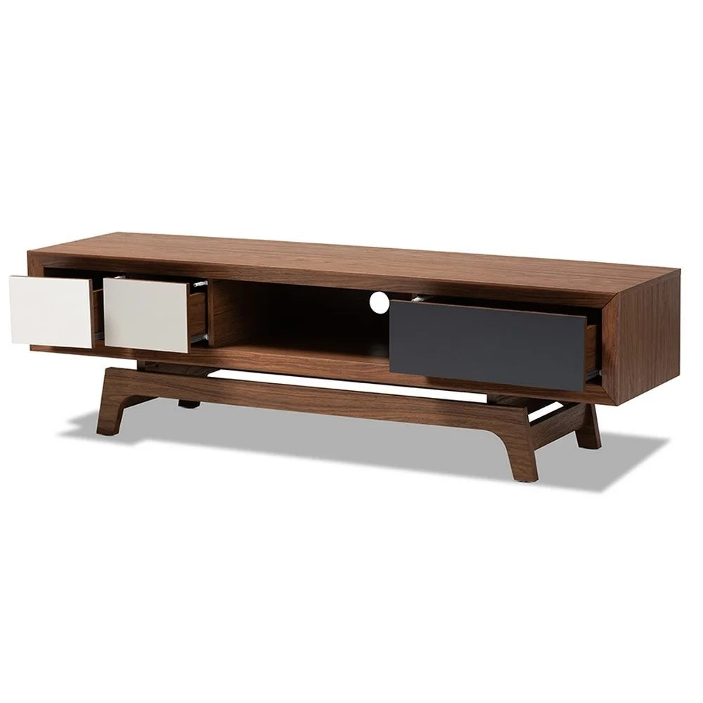 Svante Mid-Century 3-Drawer Wood TV Stand in Brown