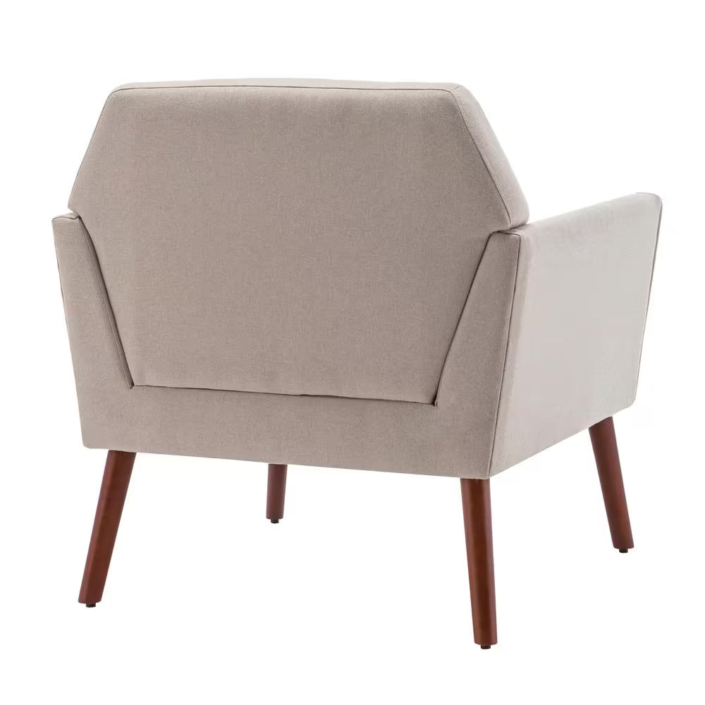 Take a Seat Andy Mid Century Sandy Beige Fabric Upholstered Modern Accent Lounge Armchair