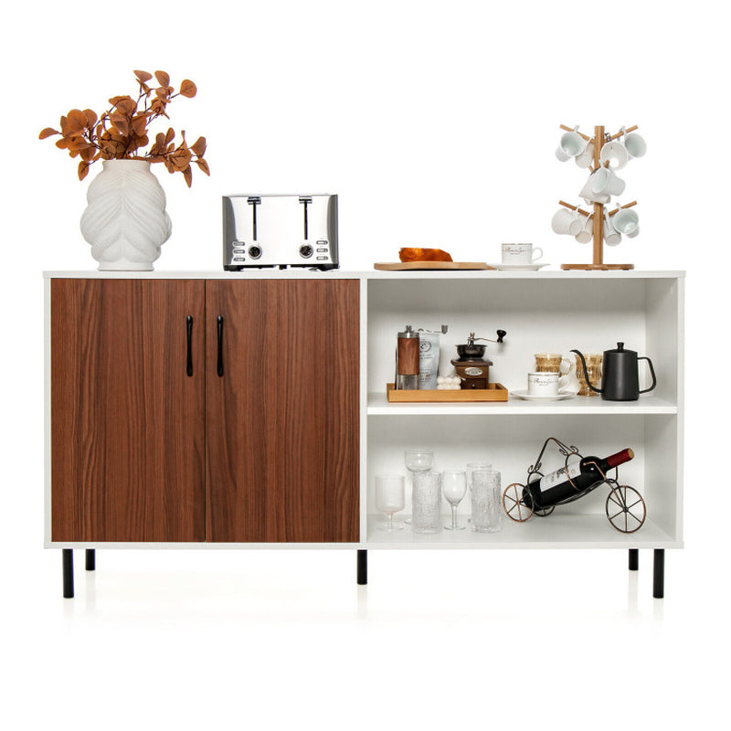 Modern Buffet Sideboard with 2 Doors and Open Compartments