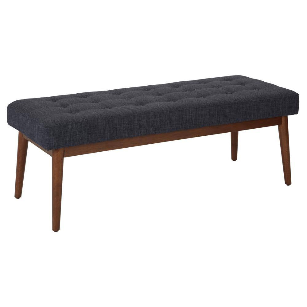 West Park Navy Fabric with Coffeeed Legs Bench