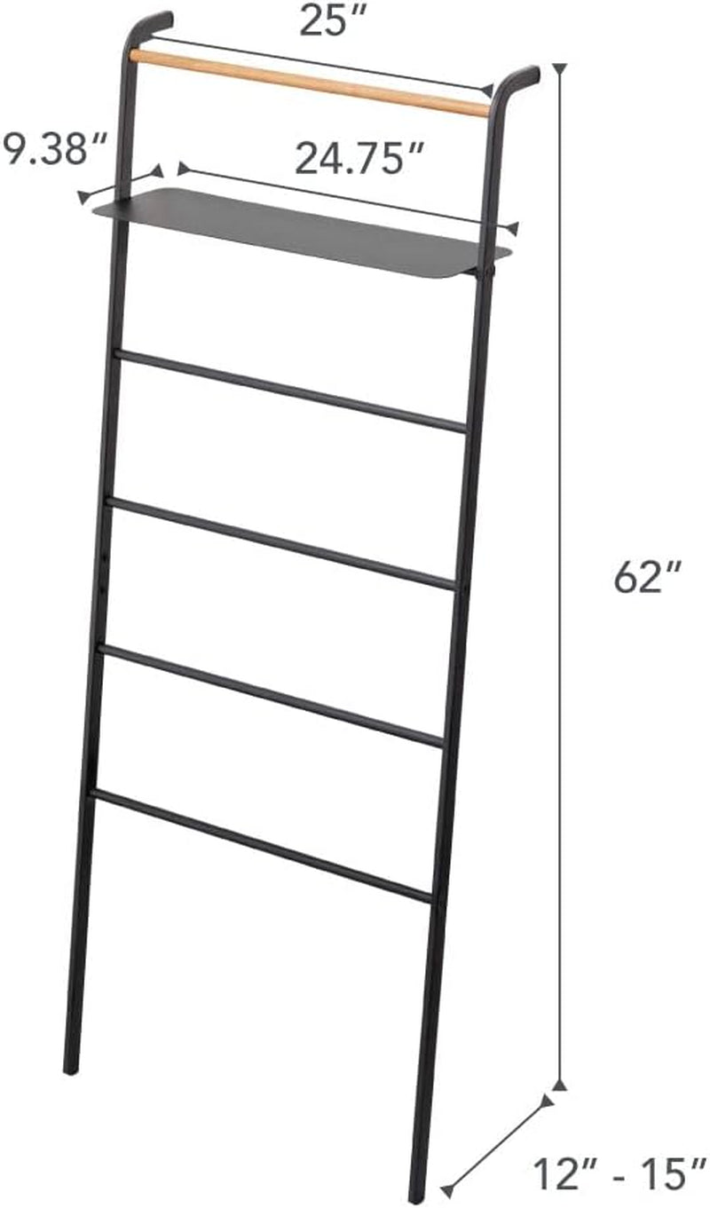 Home Tower 6Tier Leaning Ladder with Shelf Black