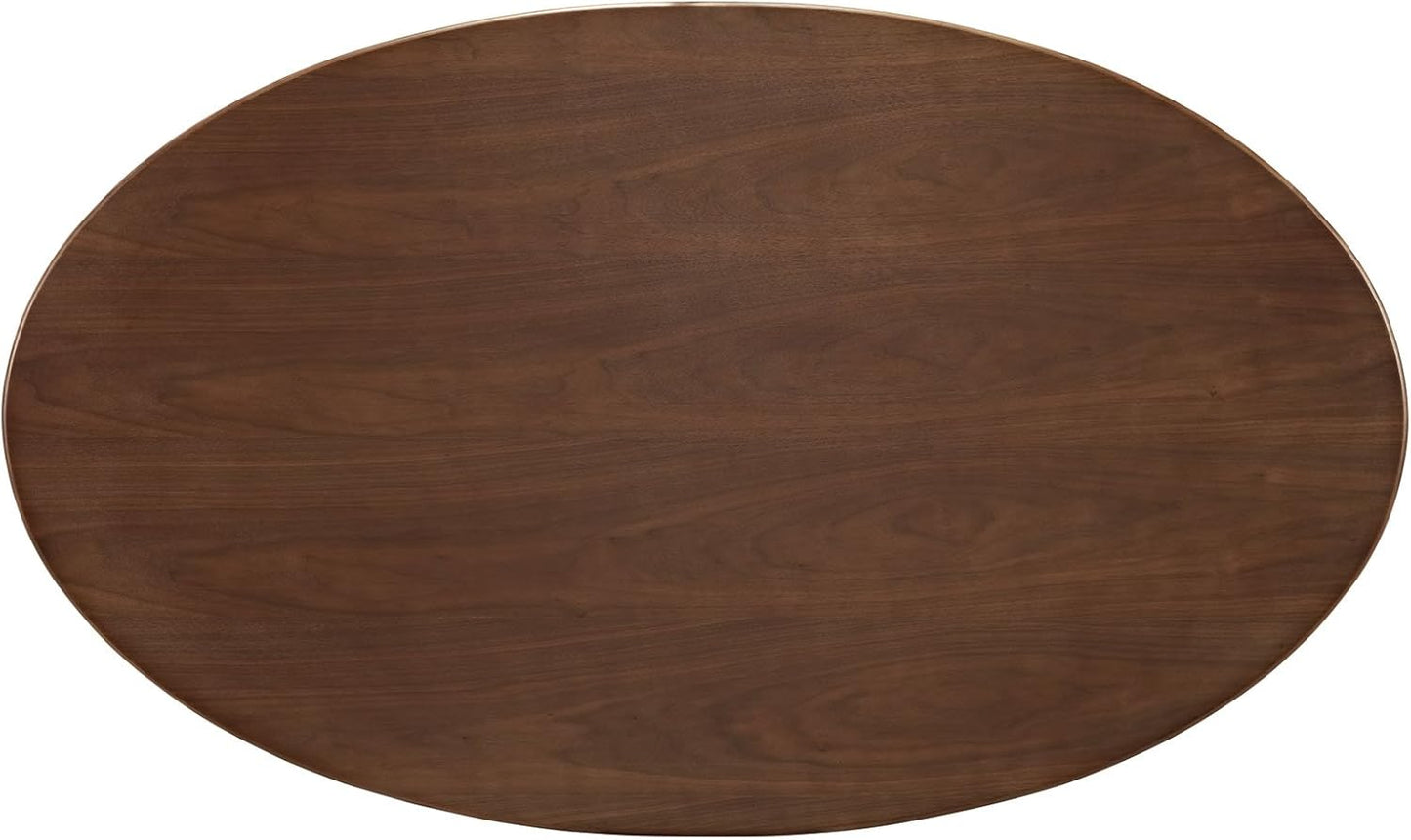 Lippa 60" Mid-Century Modern Dining Table with Oval Top in Walnut