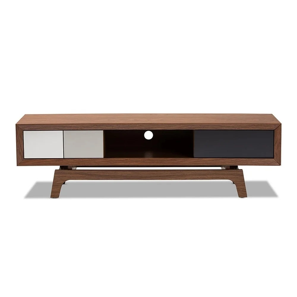 Svante Mid-Century 3-Drawer Wood TV Stand in Brown