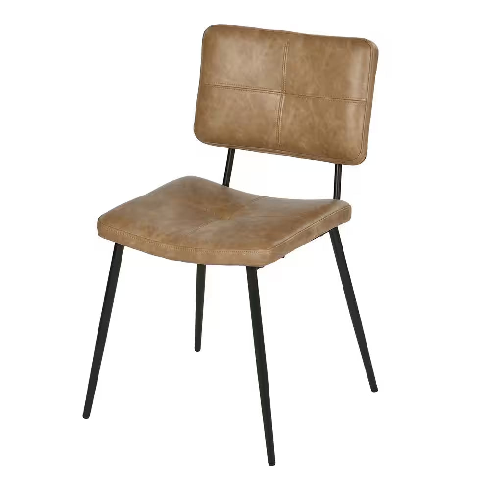 Blackburn Mid-Century Modern Cognac Faux Leather Upholstered Dining Chairs (Set of 2)