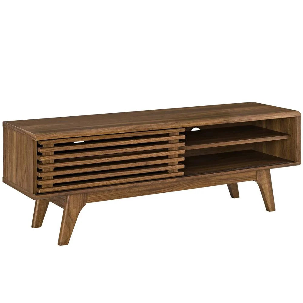 Render 48" Modern Style Particleboard Wood TV Stand in Walnut