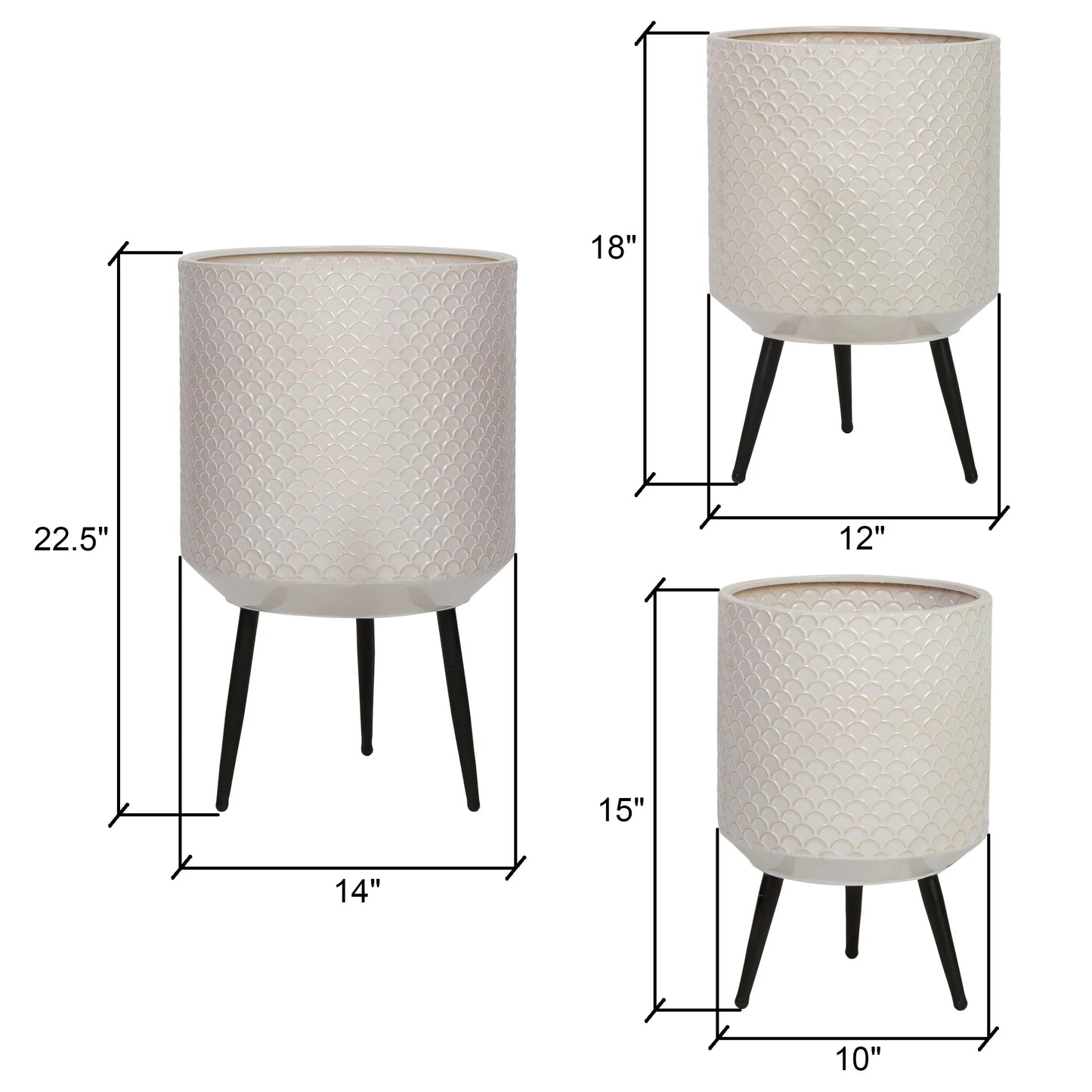 Metal Avery Modern Planters (Set of 3)