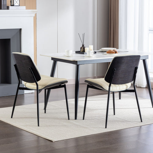 2-piece retro chair set with curved wooden backrest in white