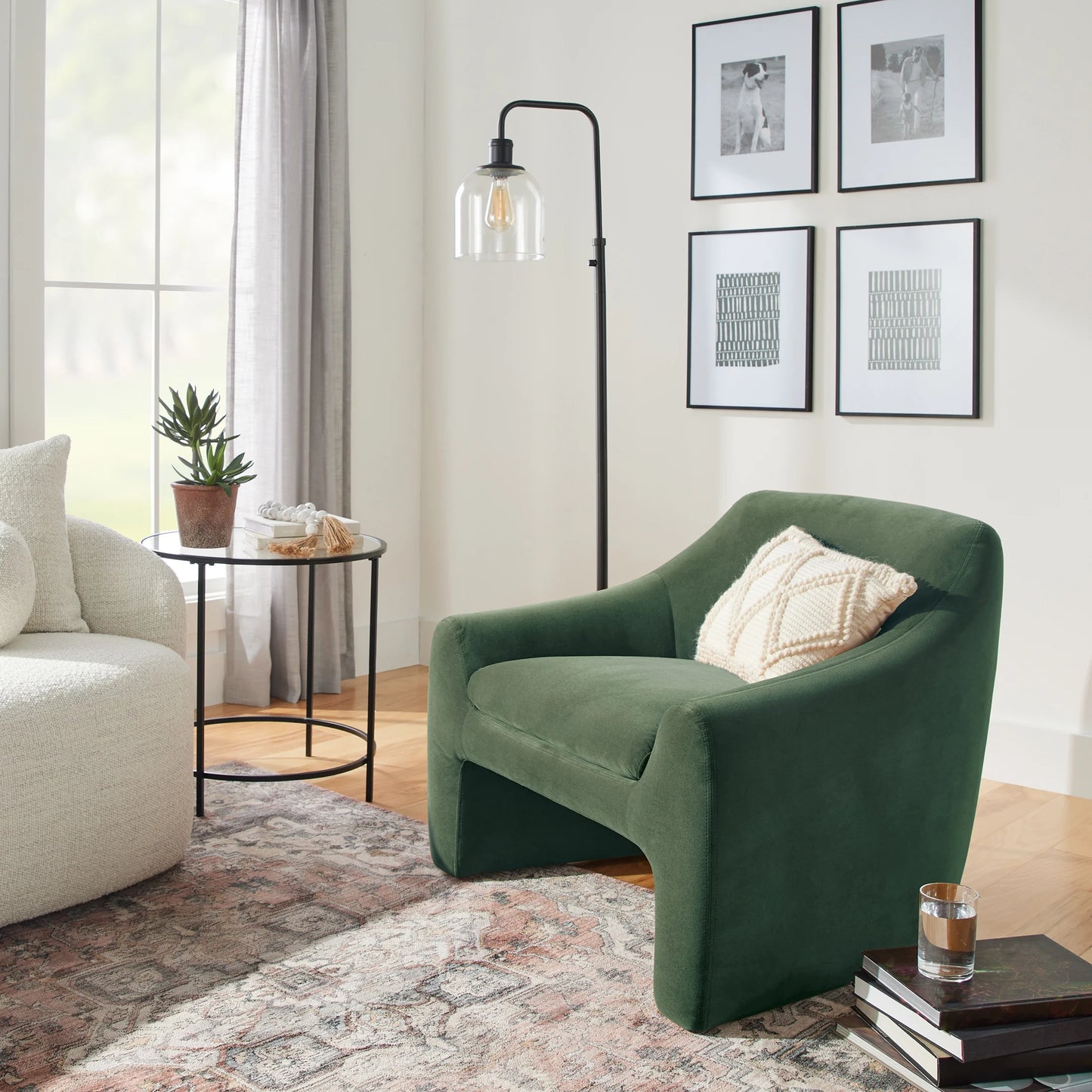 Emerson Curvy Accent Chair, Olive