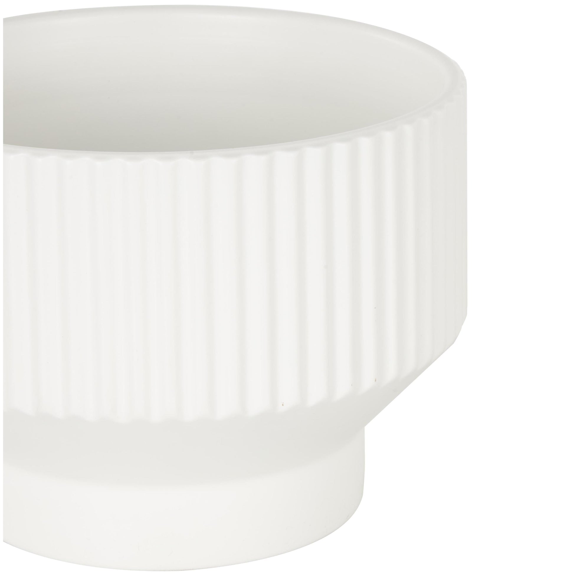 10", 8", 7"W Wide White Ceramic Planter with Linear Grooves and Tapered Bases (3 Count)