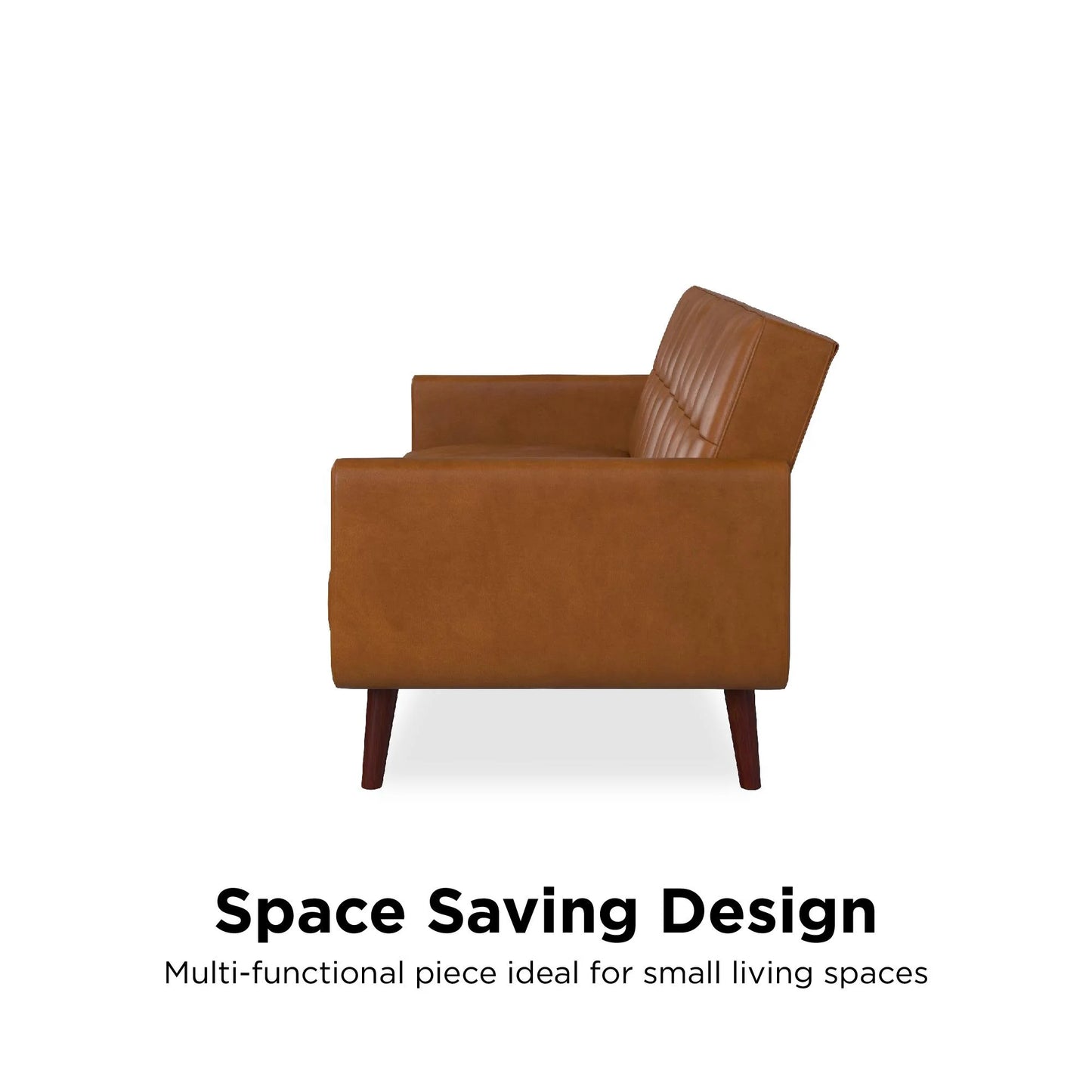 Nola Modern Futon, Camel Faux Leather