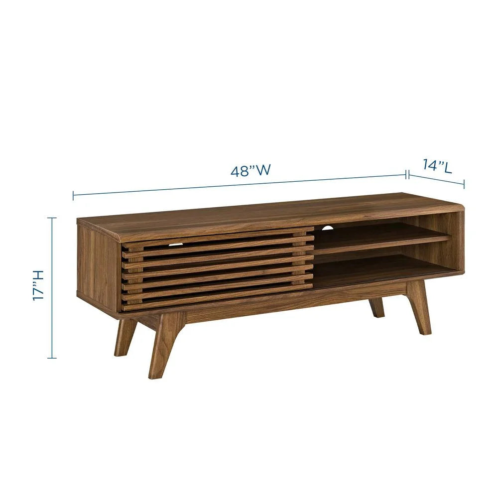 Render 48" Modern Style Particleboard Wood TV Stand in Walnut