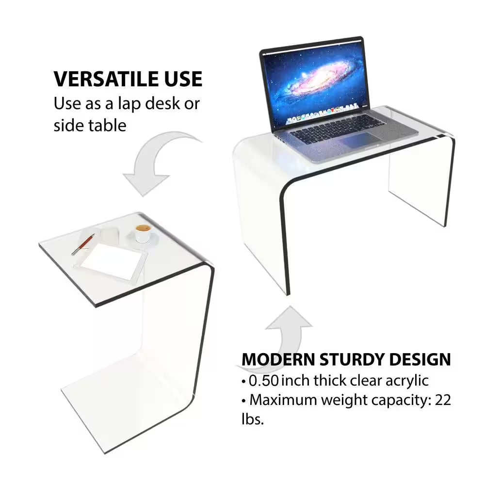 Acrylic Clear Modern C-Style Vertical End Table