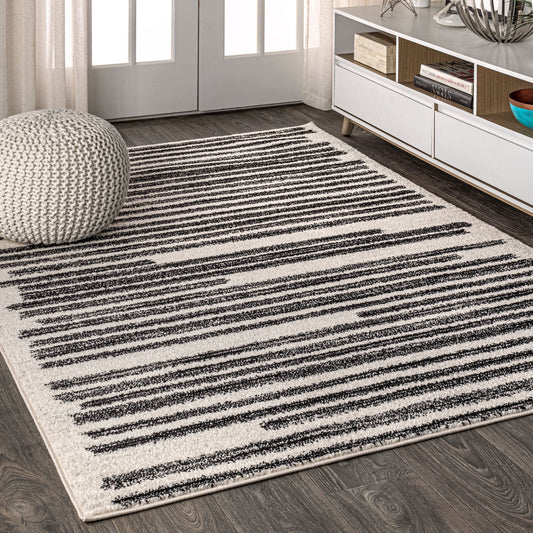 . Modern Area Rug, 8 Ft. X 10 Ft., Low Pile Synthetic Fiber