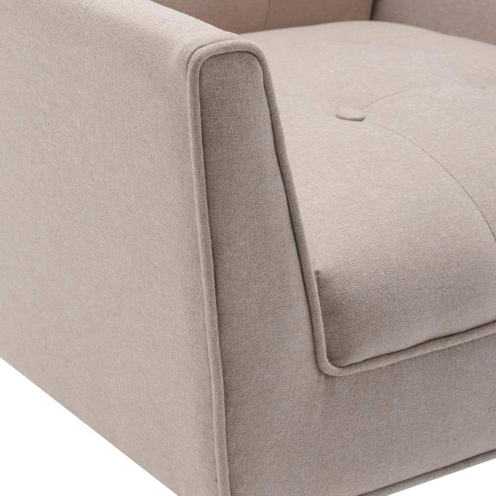 Take a Seat Andy Mid Century Sandy Beige Fabric Upholstered Modern Accent Lounge Armchair