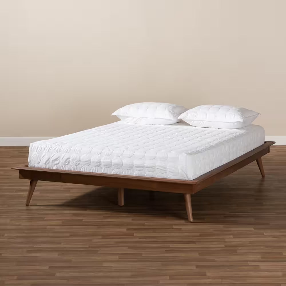 Karine Walnut Full Platform Bed Frame