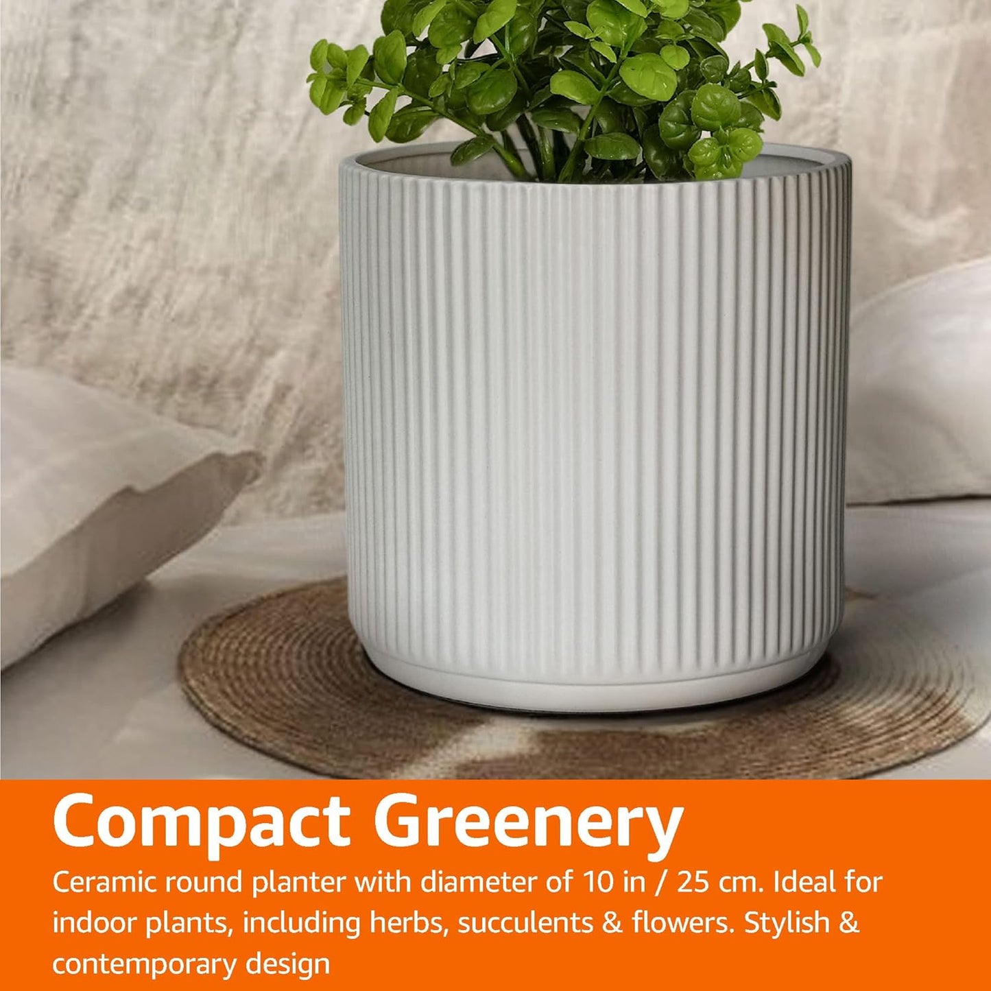 Fluted Ceramic Round Planter - Perfect for Indoor and Outdoor Décor