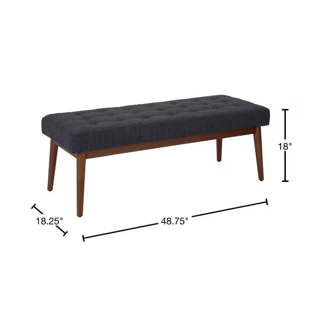 West Park Navy Fabric with Coffeeed Legs Bench
