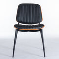 2-piece retro linen chair set with curved wooden backrest, in Black