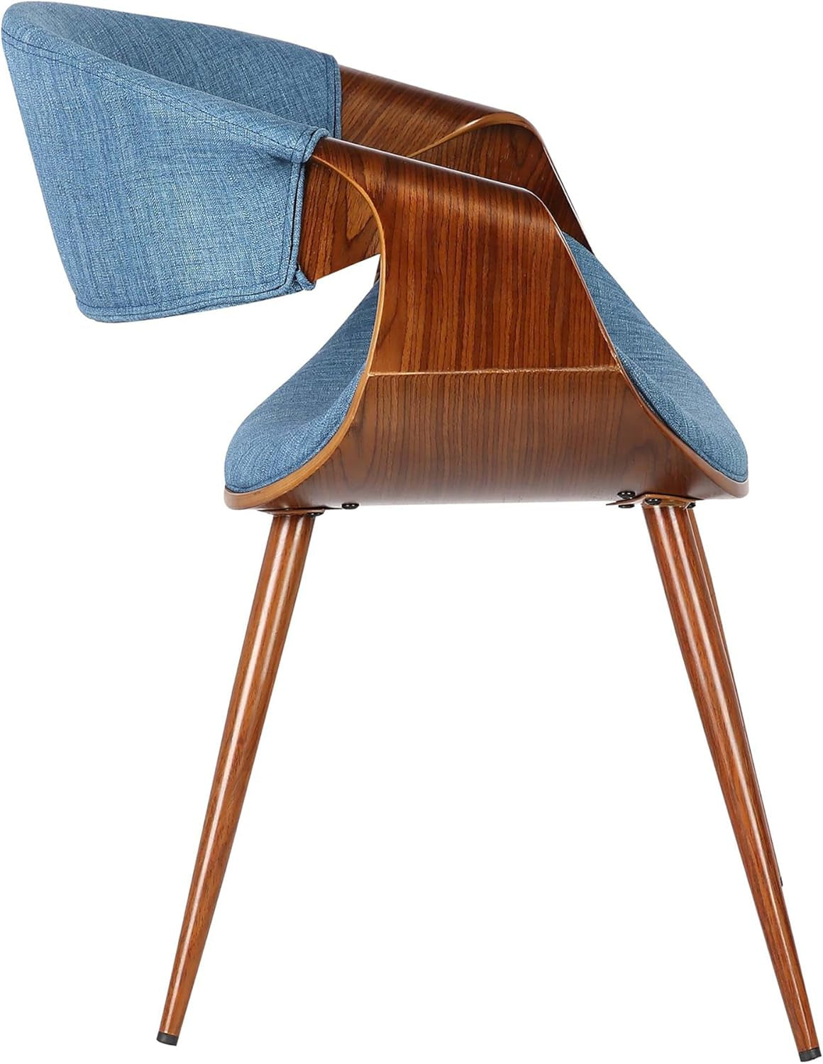 Butterfly Mid Century Modern Dining Chair Blue Upholstery Walnut