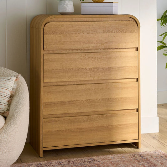 Juliet 4 Drawer Dresser, Light Honey Finish