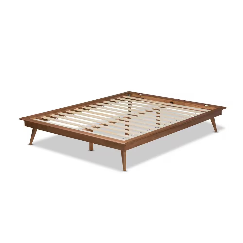 Karine Walnut Full Platform Bed Frame