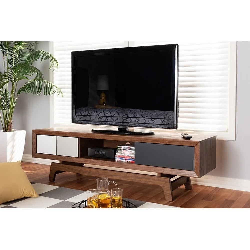 Svante Mid-Century 3-Drawer Wood TV Stand in Brown