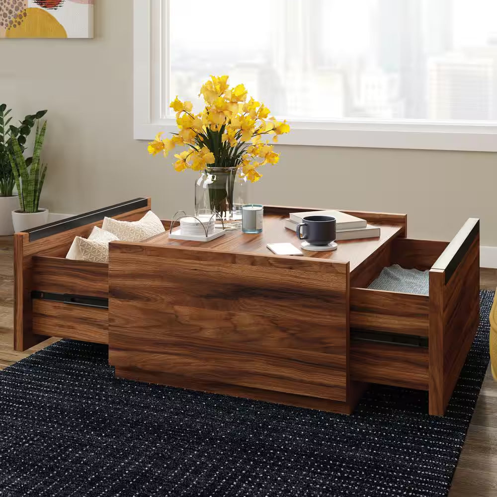 Manhattan Gate 31 In. Blaze Acacia Square Composite Wood Top Coffee Table with Storage