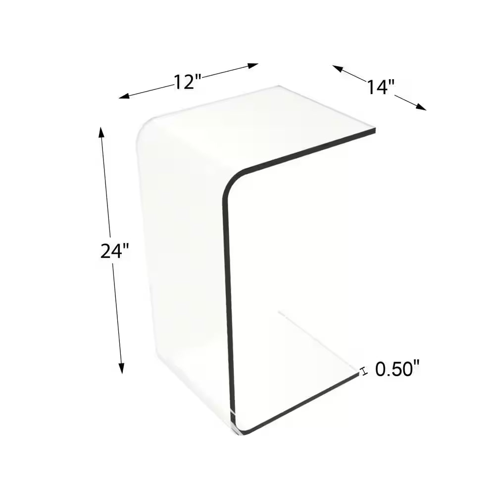 Acrylic Clear Modern C-Style Vertical End Table