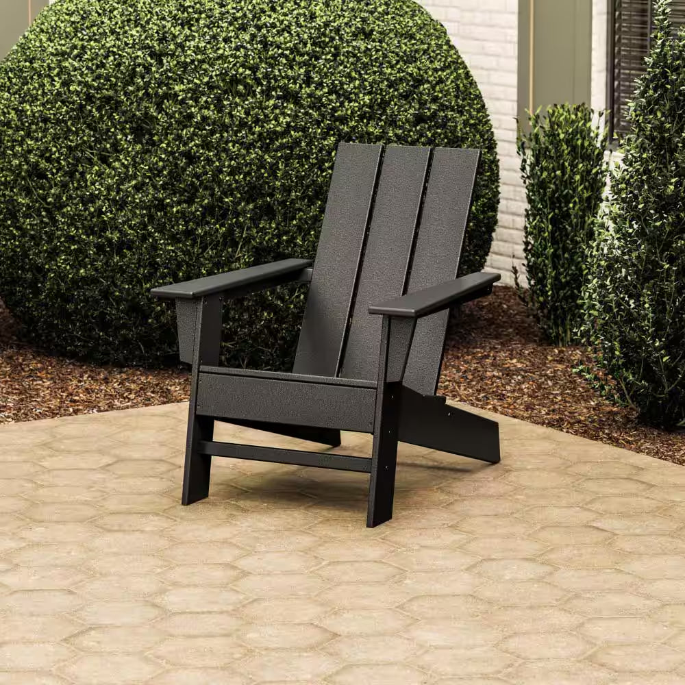 Grant Park Black Modern Plastic Patio Adirondack Chair Outdoor