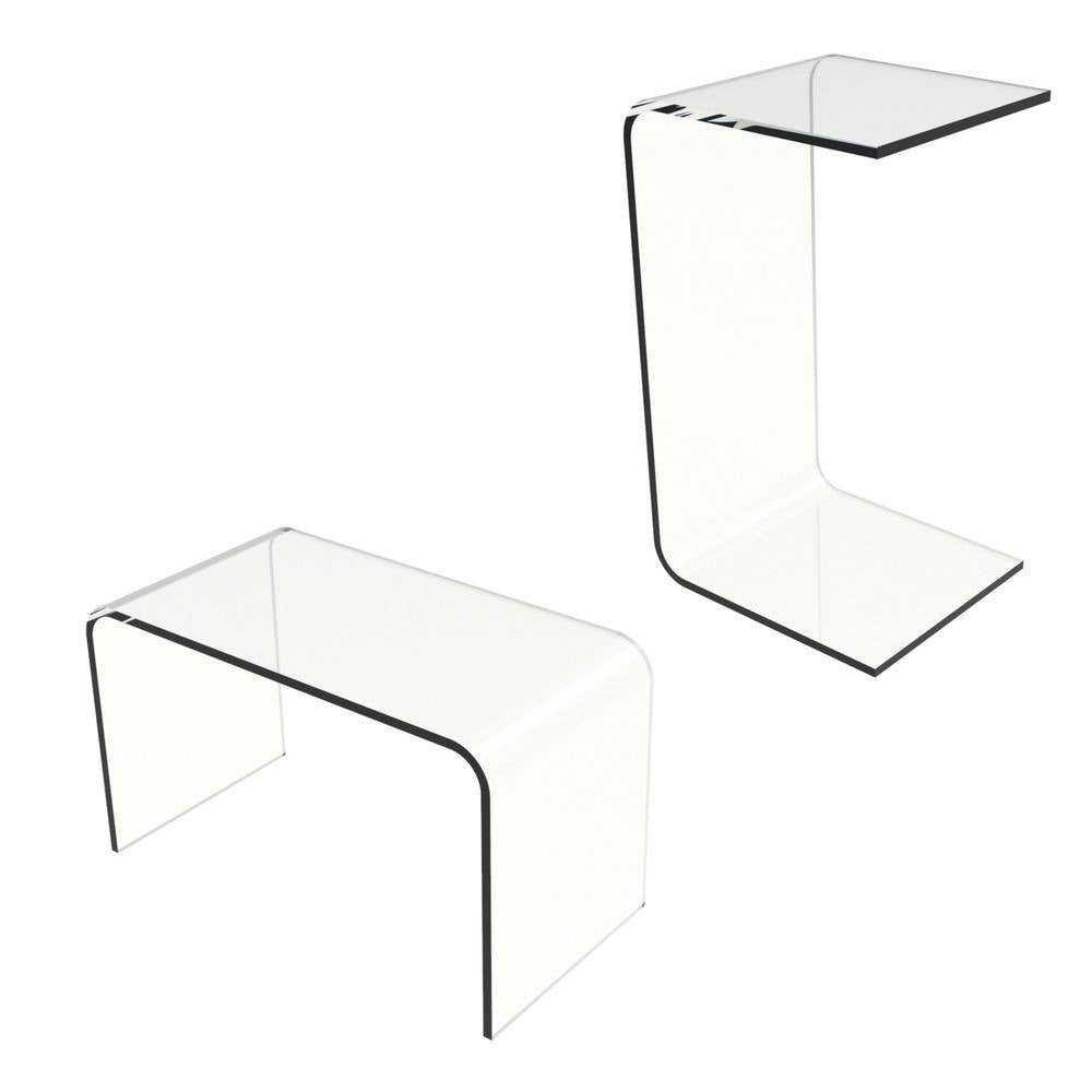 Acrylic Clear Modern C-Style Vertical End Table