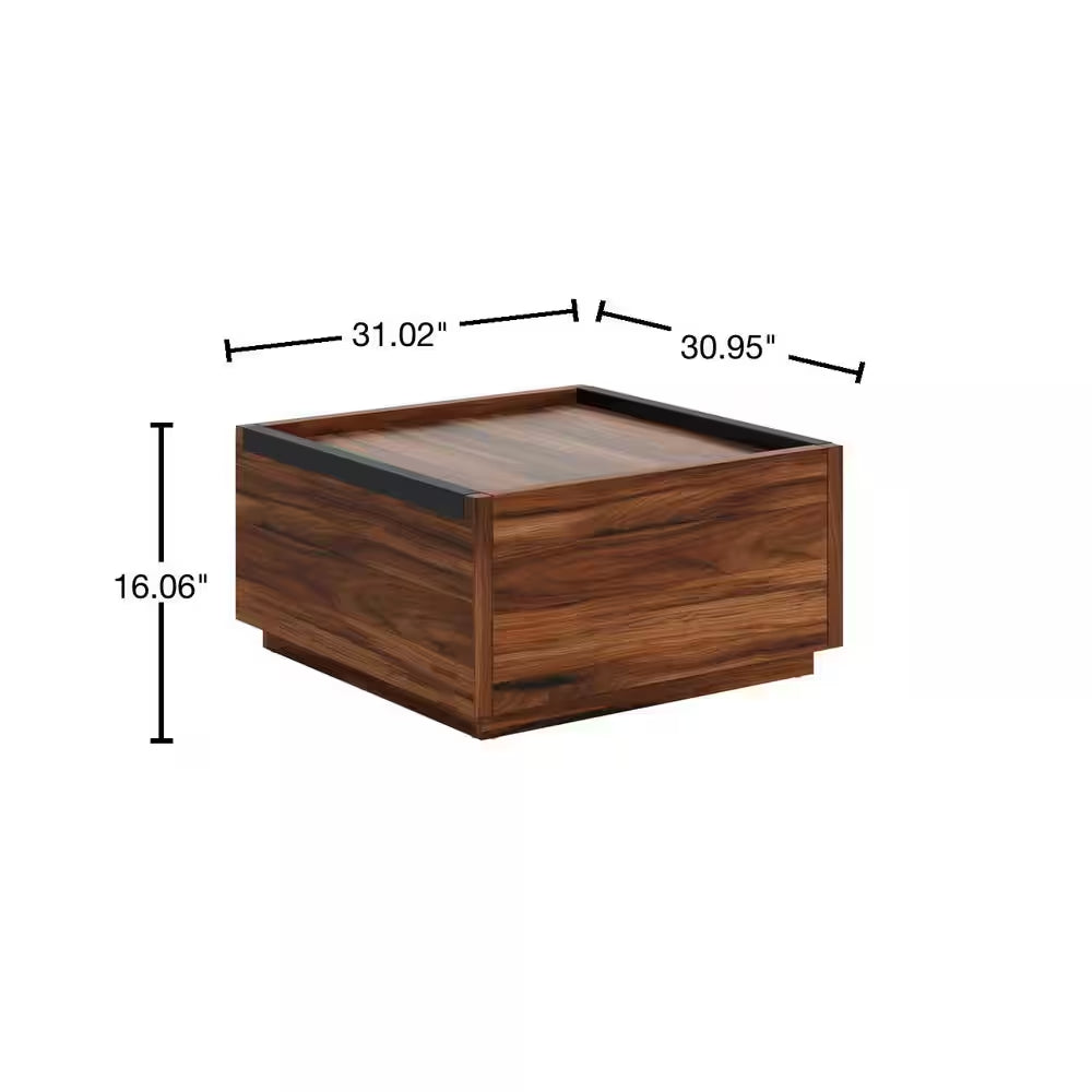 Manhattan Gate 31 In. Blaze Acacia Square Composite Wood Top Coffee Table with Storage