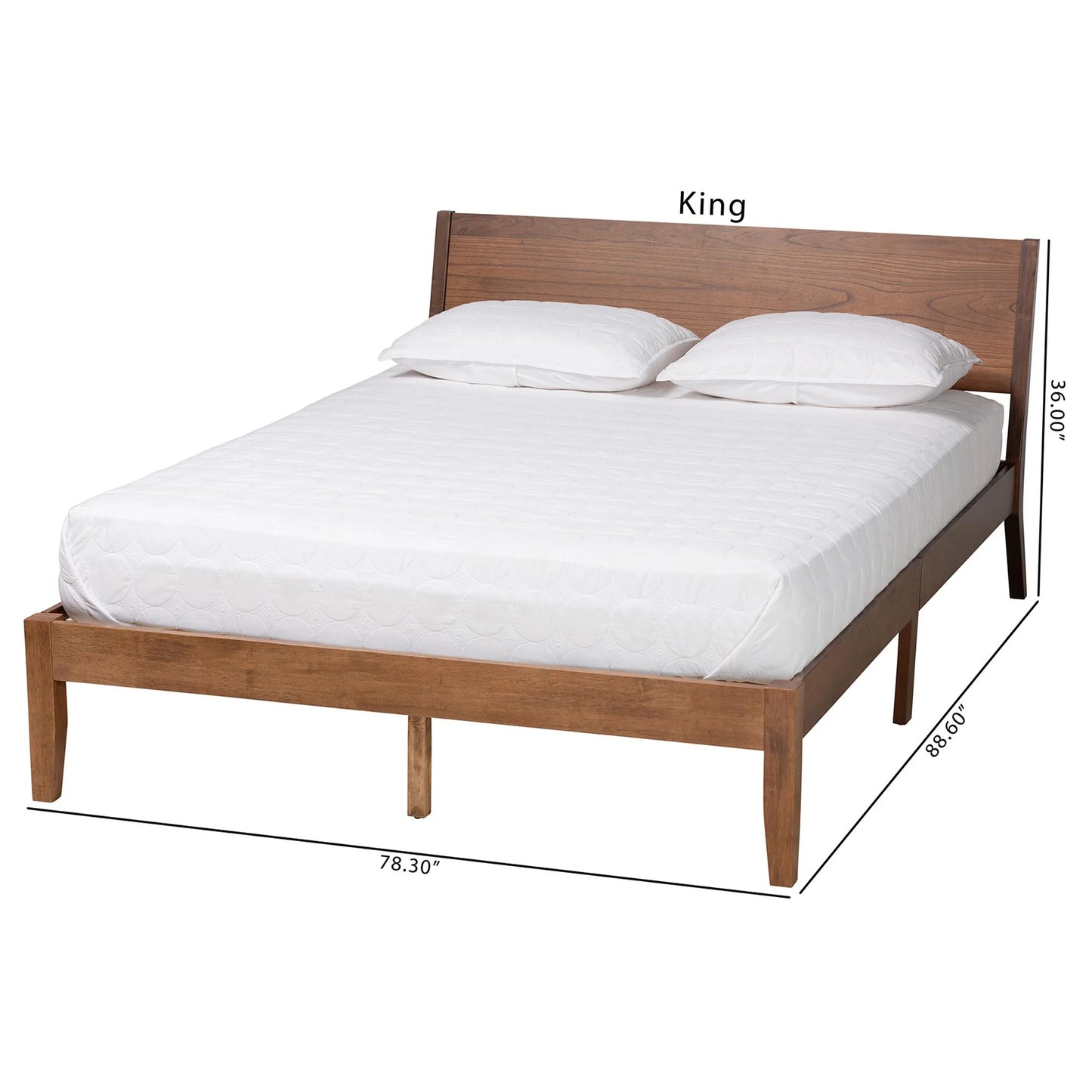 Salvatore Mid-Century Modern Walnut Brown Finished Wood King Size Platform Bed