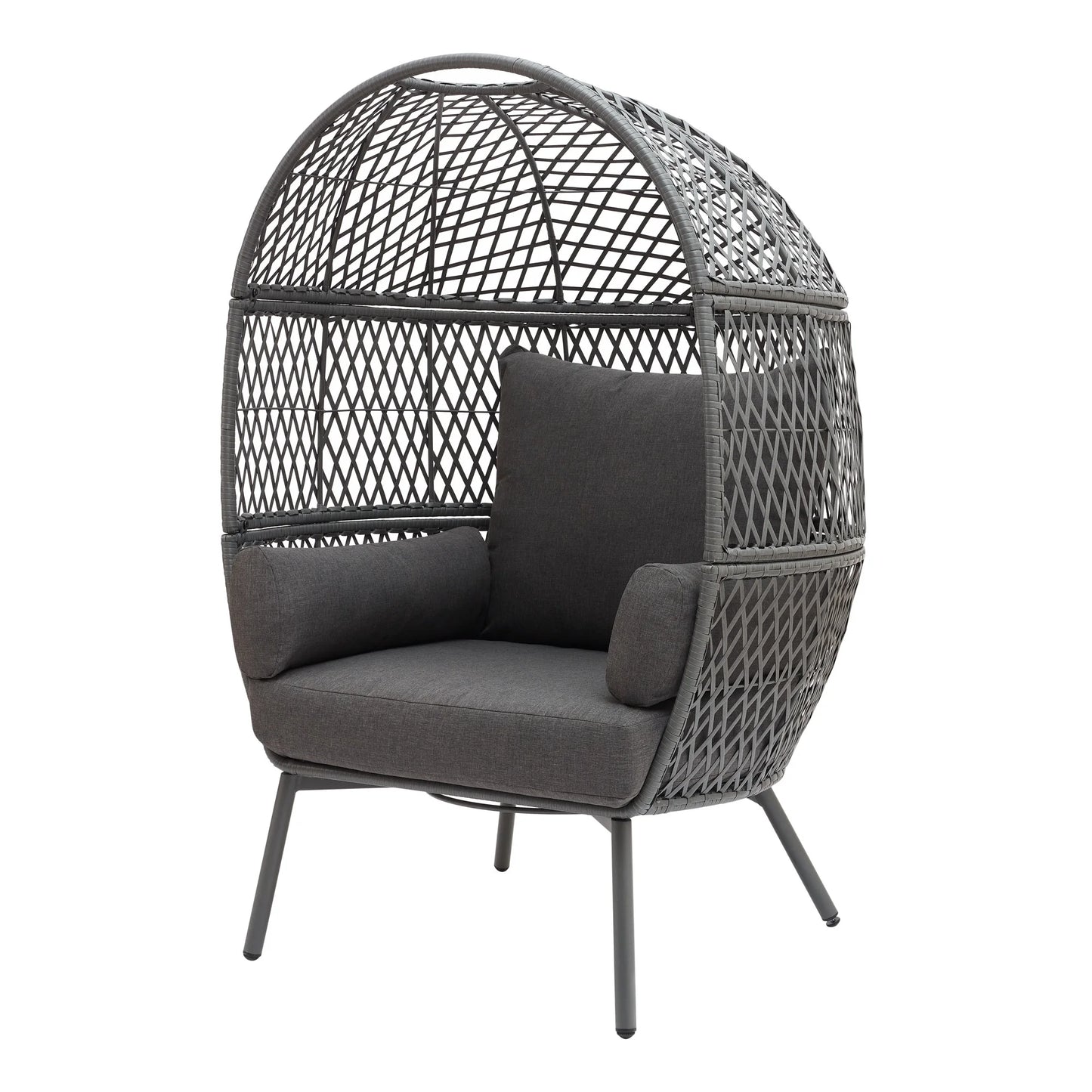 Better Homes & Garden Ventura Steel Stationary Outdoor Wicker Egg Chair, Gray