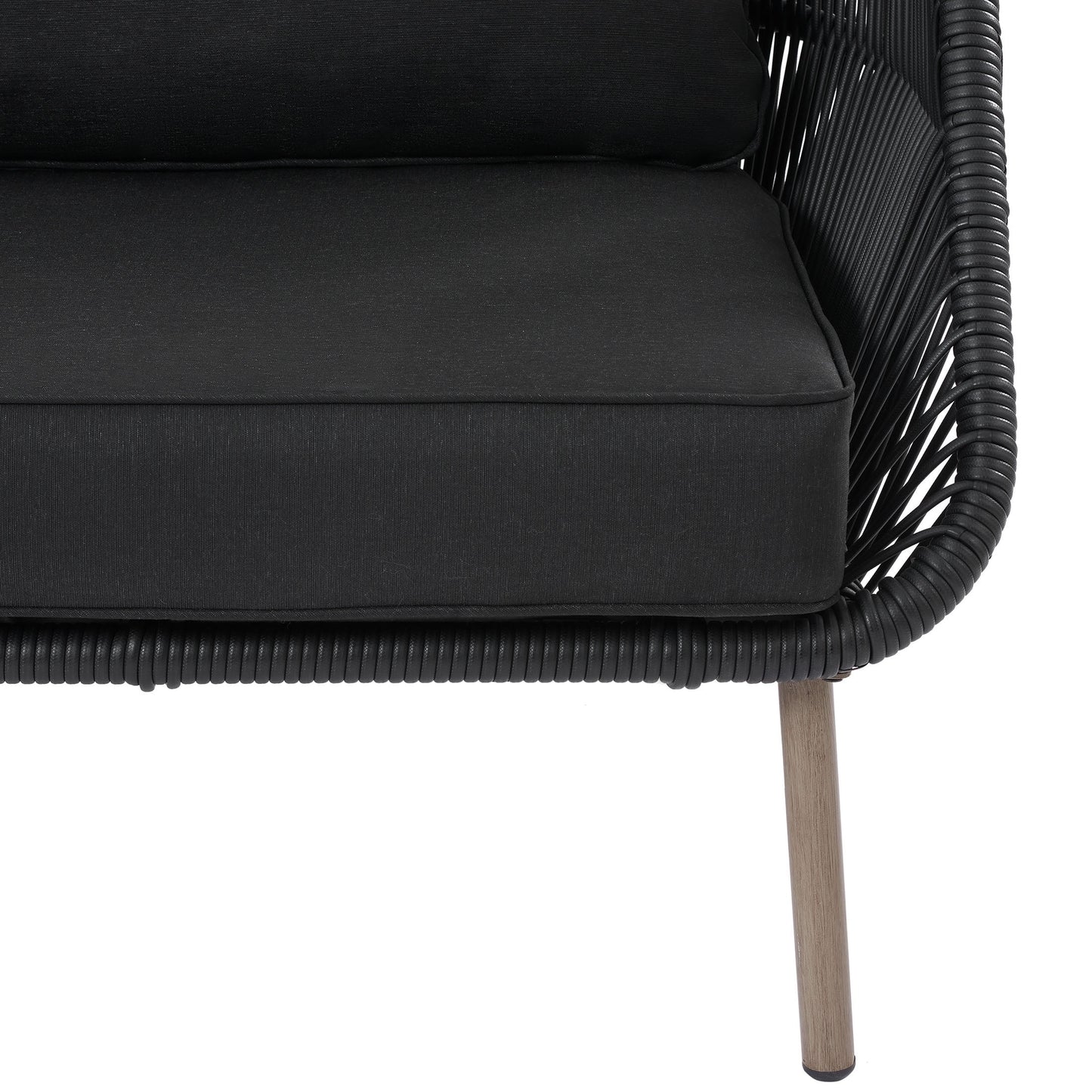 Tarren Wicker Outdoor Accent Chair with Cushions, Black