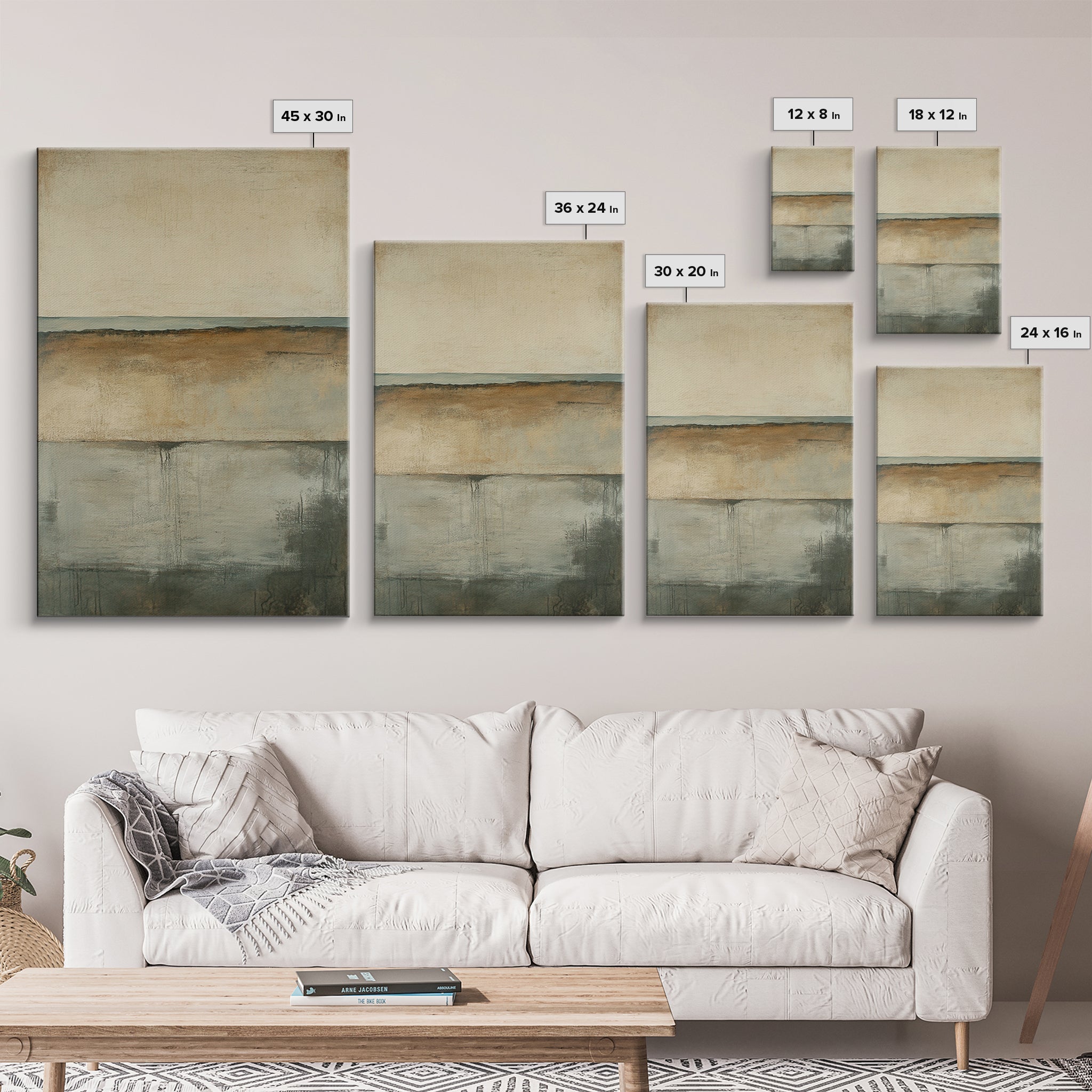 Neutral Abstract Framed Canvas Print