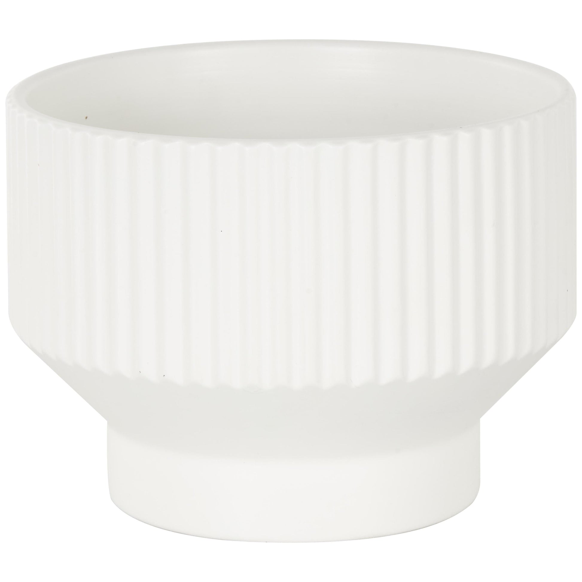 10", 8", 7"W Wide White Ceramic Planter with Linear Grooves and Tapered Bases (3 Count)