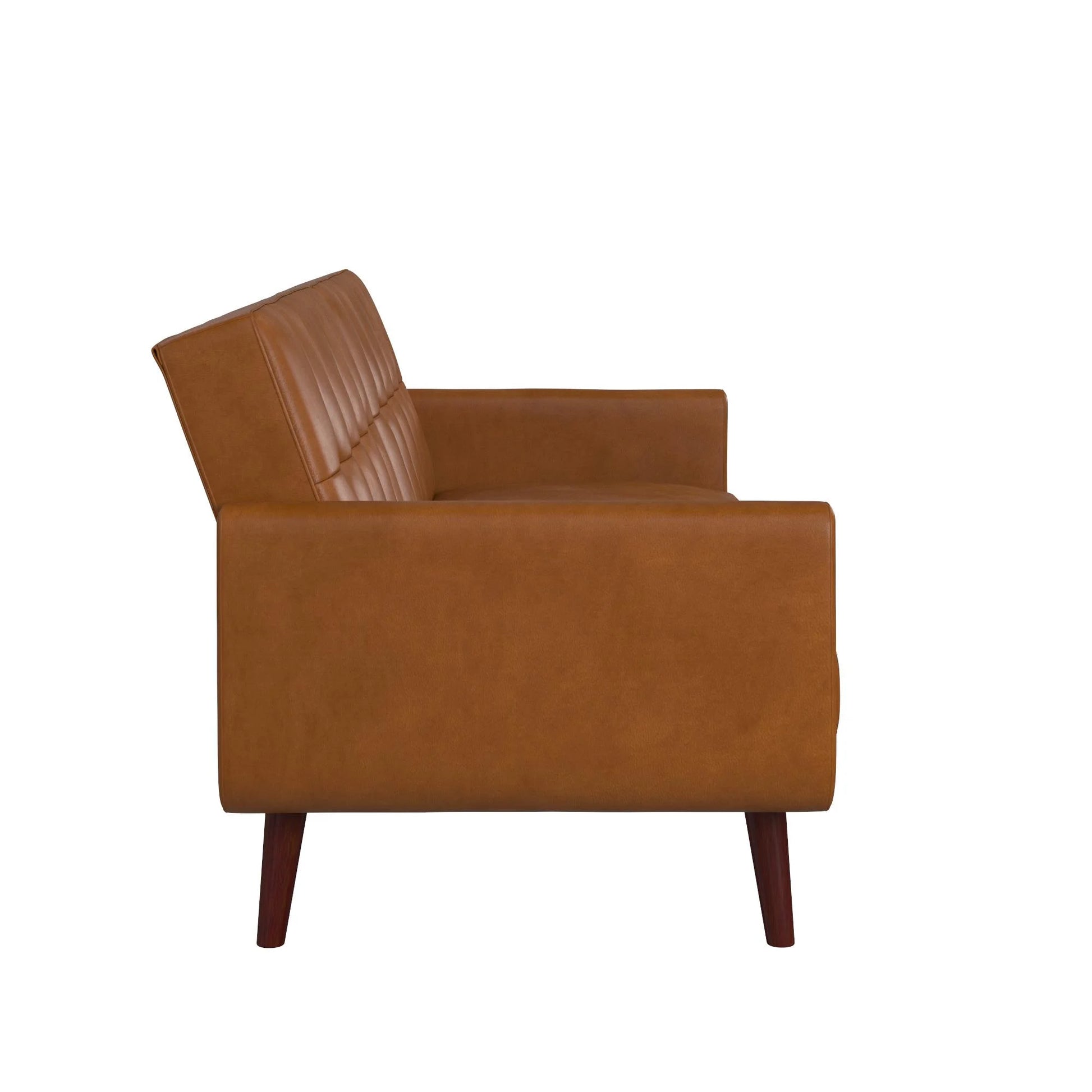 Nola Modern Futon, Camel Faux Leather