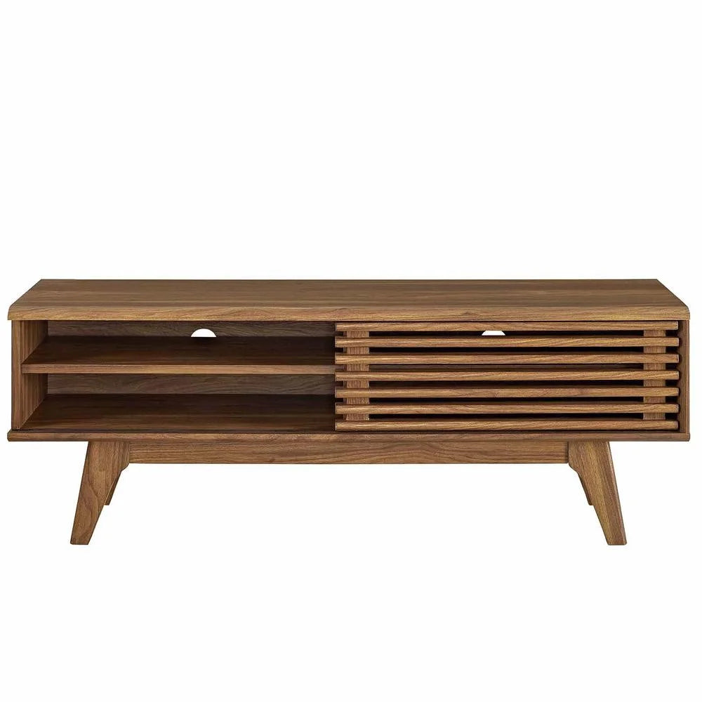 Render 48" Modern Style Particleboard Wood TV Stand in Walnut