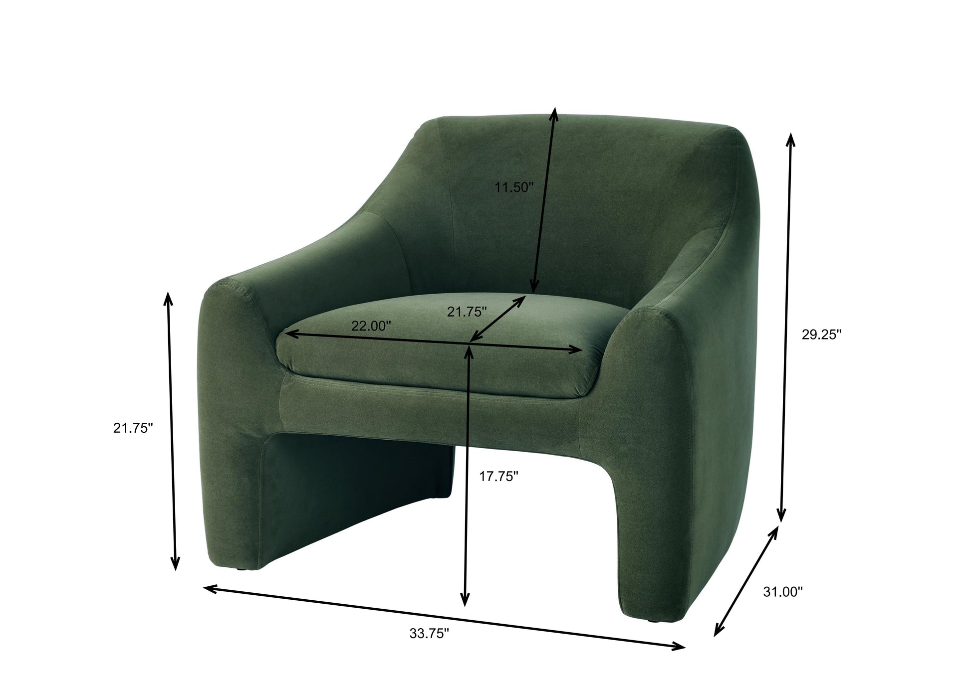 Emerson Curvy Accent Chair, Olive