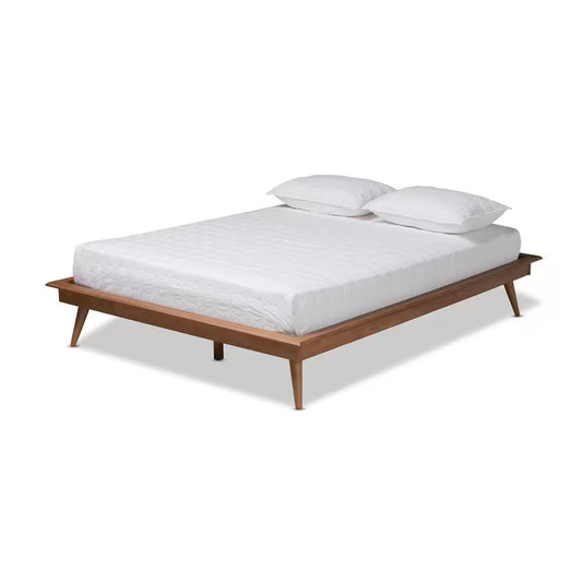 Karine Walnut Full Platform Bed Frame