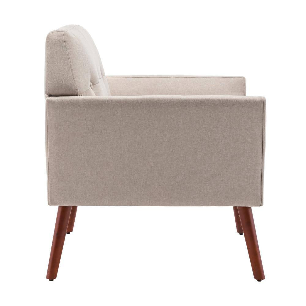 Take a Seat Andy Mid Century Sandy Beige Fabric Upholstered Modern Accent Lounge Armchair