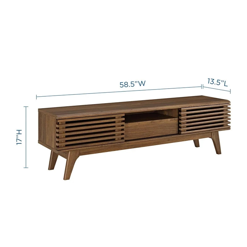 Render 59" Modern Style Particleboard Wood TV Stand in Walnut