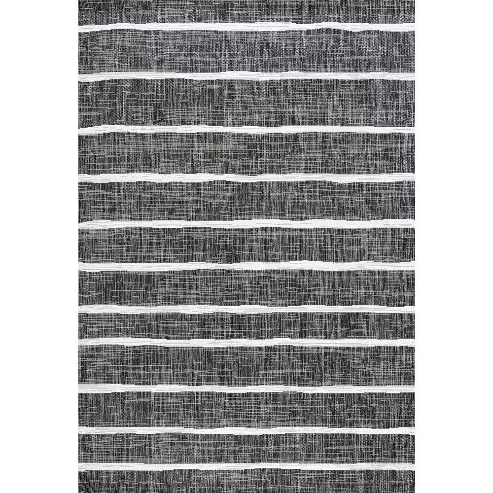 Colonia Berber Stripe Black/Ivory 8 Ft. X 10 Ft. Indoor/Outdoor Area Rug