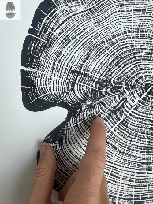 Cedar Tree Ring Print – Reno County, Kansas – 18x24 Original Signed Woodcut