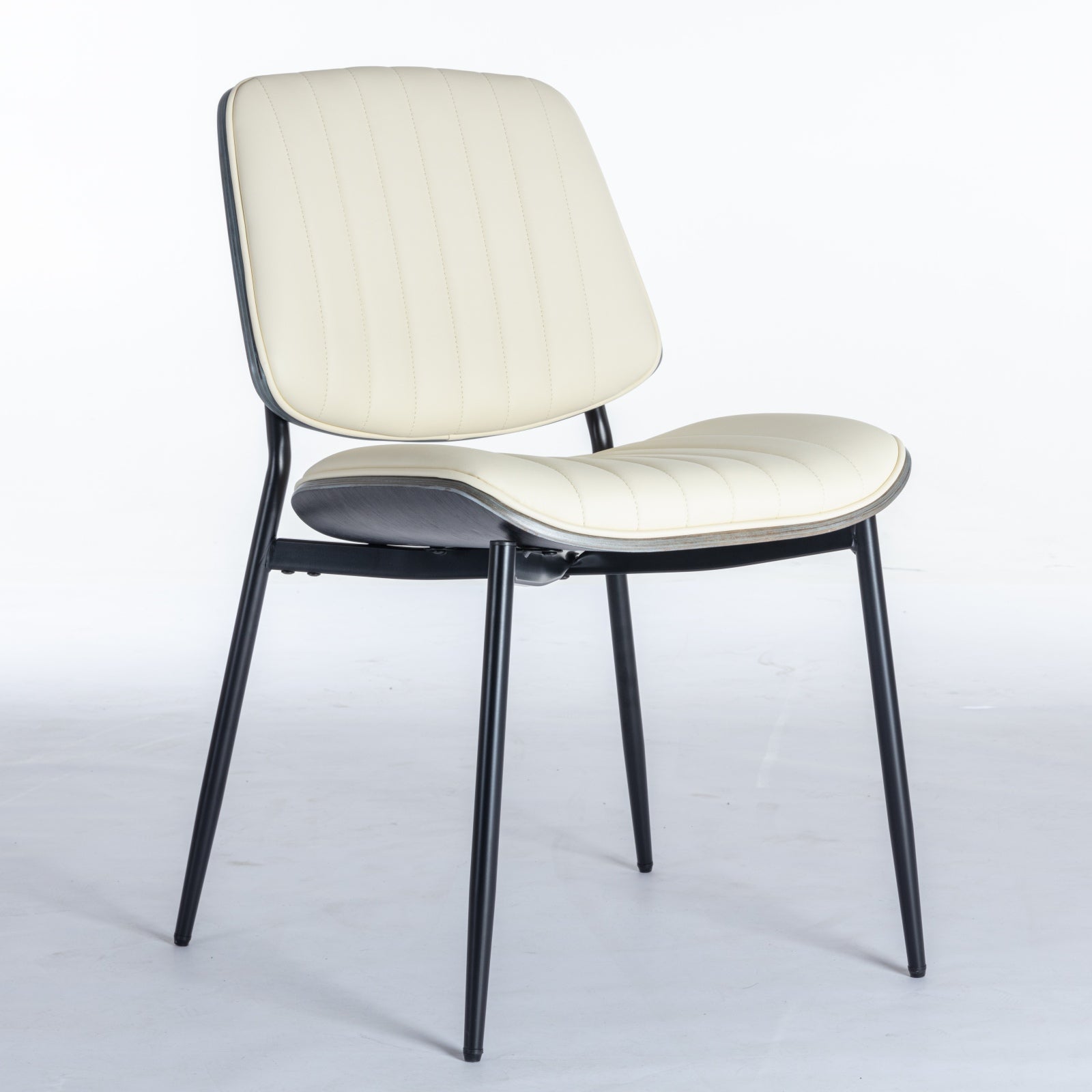 2-piece retro chair set with curved wooden backrest in white