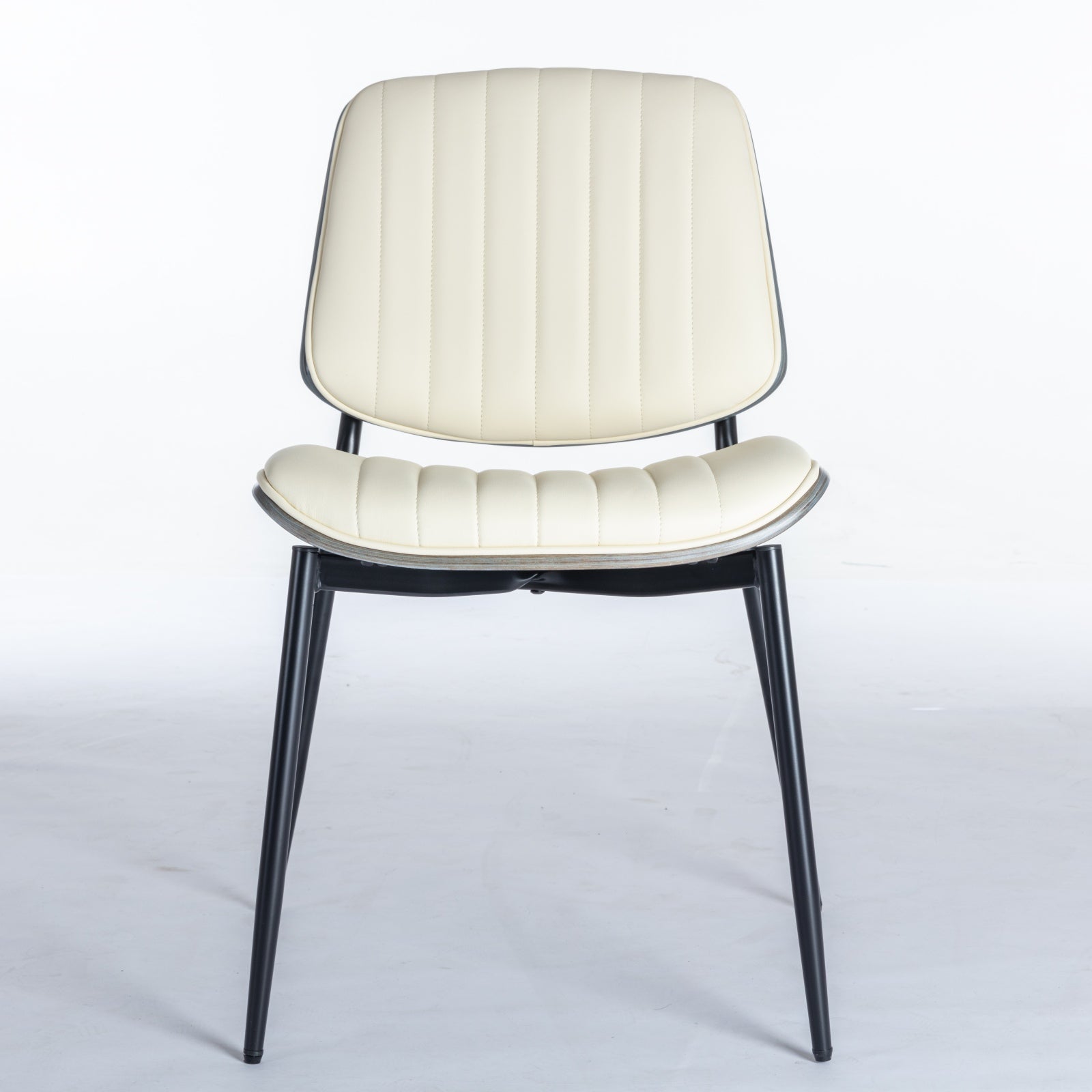 2-piece retro chair set with curved wooden backrest in white